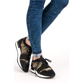 Zapatos deportivos sin cordones negro marrón verde 1