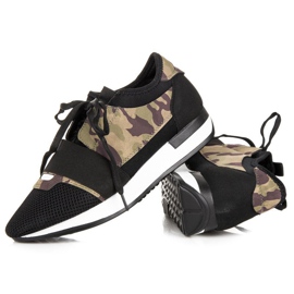 Zapatos deportivos sin cordones negro marrón verde 3