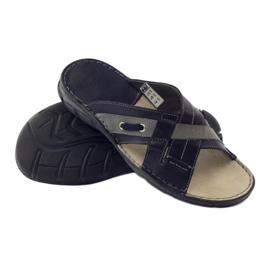 Pantuflas de piel para hombre Naszbut 055, azul marino 3 Pantuflas de piel para hombre Naszbut 055, azul marino 3