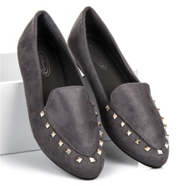 Zapatos sin cordones con tachuelas gris 3