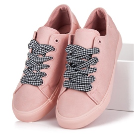 Ideal Shoes Deportivas rosas con flecos rosado 8