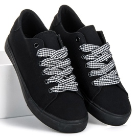 Ideal Shoes Deportivas negras con flecos negro 4