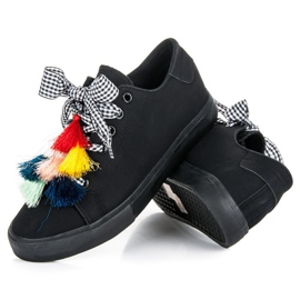 Ideal Shoes Deportivas negras con flecos negro 2