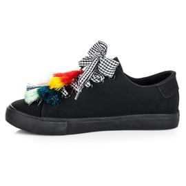Ideal Shoes Deportivas negras con flecos negro 3