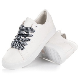 Ideal Shoes Deportivas blancas con flecos blanco 6