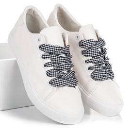 Ideal Shoes Deportivas blancas con flecos blanco 5