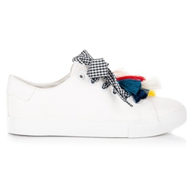 Ideal Shoes Deportivas blancas con flecos blanco 3