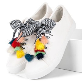 Ideal Shoes Deportivas blancas con flecos blanco 1
