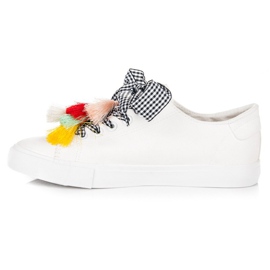 Ideal Shoes Deportivas blancas con flecos blanco 4