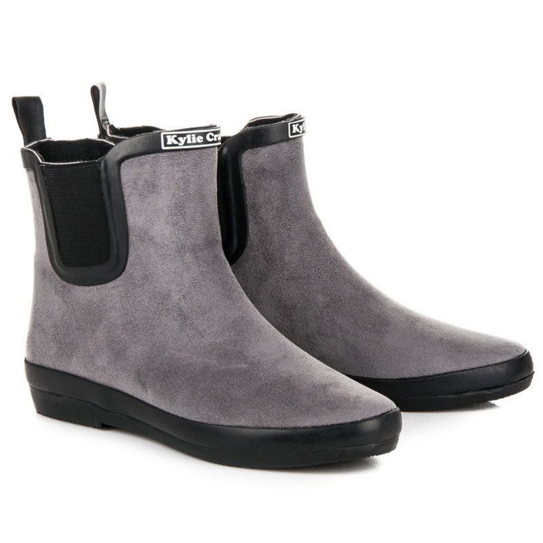 Kylie Chanclos de gamuza para mujer negro gris 1 Kylie Chanclos de gamuza para mujer negro gris 1