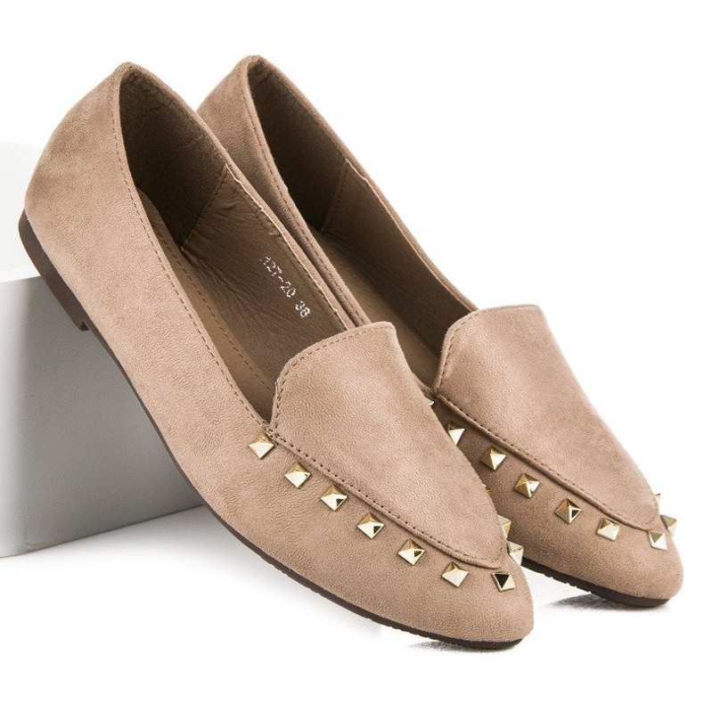 Zapatos sin cordones con tachuelas marrón 1 Zapatos sin cordones con tachuelas marrón 1