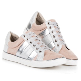 Kylie Zapatillas de moda atadas rosado gris 6
