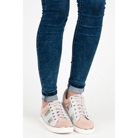 Kylie Zapatillas de moda atadas rosado gris 1