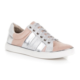 Kylie Zapatillas de moda atadas rosado gris 3