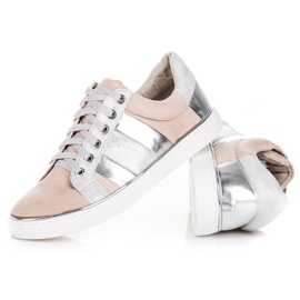 Kylie Zapatillas de moda atadas rosado gris 5