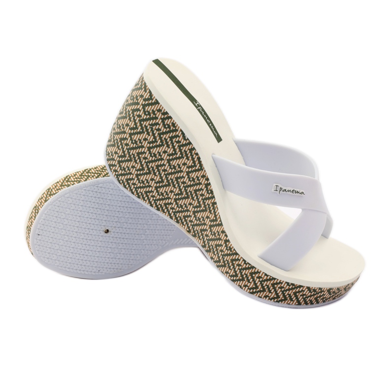 Chanclas mujer cuña Ipanema 82288 blanco marrón verde 3