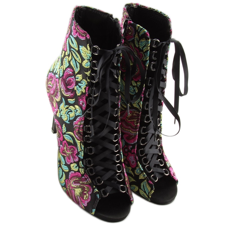Botines orientales con cordones NEGRO / FUSHIA amarillo verde violeta 1 Botines orientales con cordones NEGRO / FUSHIA amarillo verde violeta 1