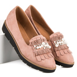 Comer Mocasines rosas con perlas rosado 5
