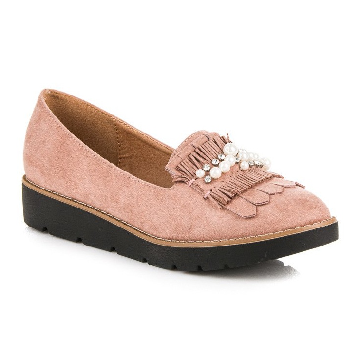 Comer Mocasines rosas con perlas 2
