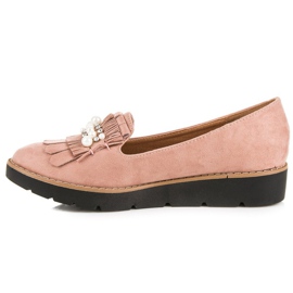 Comer Mocasines rosas con perlas rosado 3
