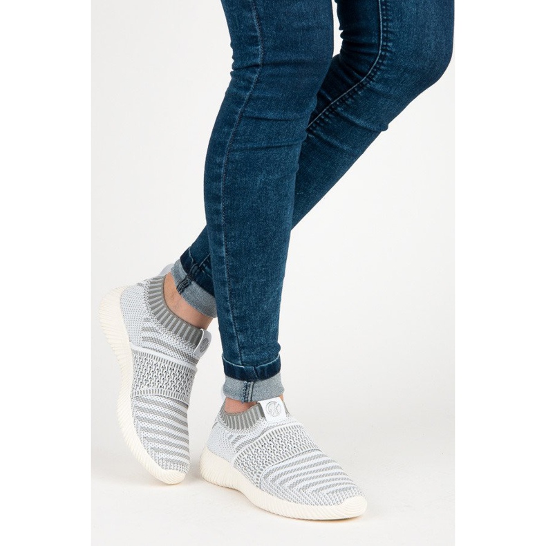 Kylie Zapatillas deportivas sin cordones de tela gris 2
