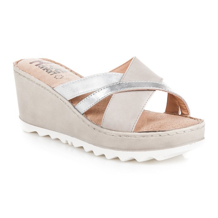 Kylie Zapatillas cuña marrón gris 1