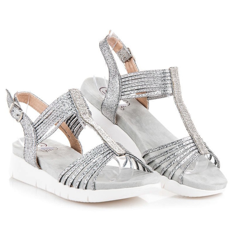 Kylie Sandalias con cristales gris 1