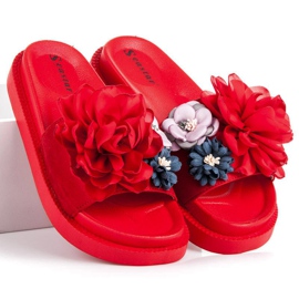 Seastar Zapatillas casa flores mujer rojo 4