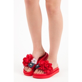 Seastar Zapatillas casa flores mujer rojo 5