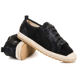 Seastar Alpargatas de ante con cordones negro 1