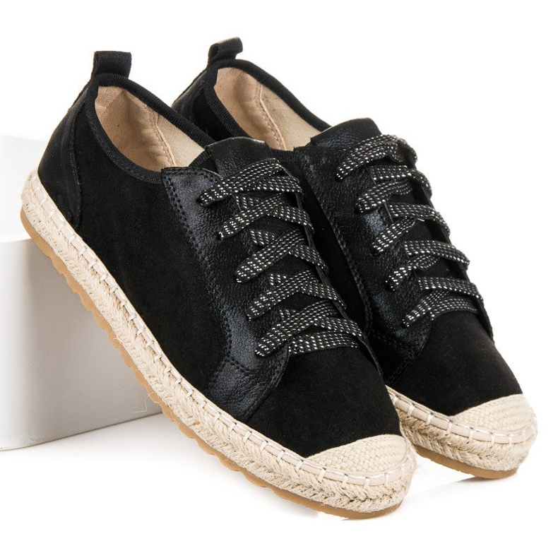 Seastar Alpargatas de ante con cordones negro 2