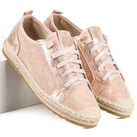 Seastar Alpargatas de ante con cordones rosado 1