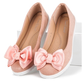 Comer Bailarinas de ante con lazo rosa 1