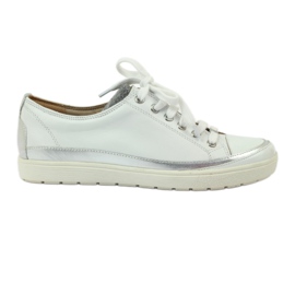 Deportivas deportivas mujer Caprice 23654 cuero blanco y plata gris 1