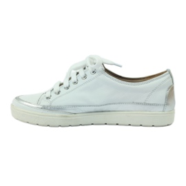 Deportivas deportivas mujer Caprice 23654 cuero blanco y plata gris 3