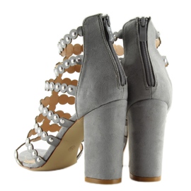 Sandalias de tacón con tachuelas gris gris 7
