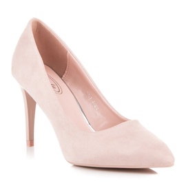 Tacones de ante en polvo rosado 1