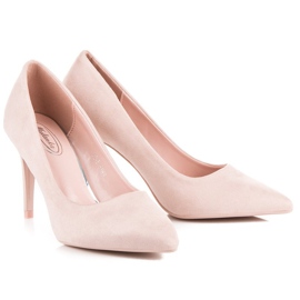 Tacones de ante en polvo rosado 4