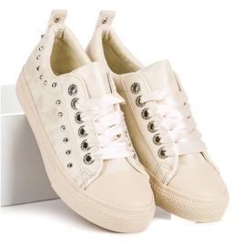 Deportivas beige con lazo 2