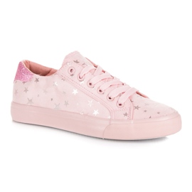 Deportivas de ante con estrellas rosado 3