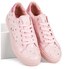 Deportivas de ante con estrellas rosado 6