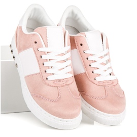 Sport Deportivas de ante blanco rosado 5