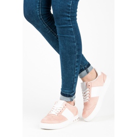 Sport Deportivas de ante blanco rosado 1