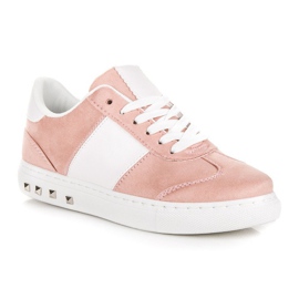 Sport Deportivas de ante blanco rosado 2