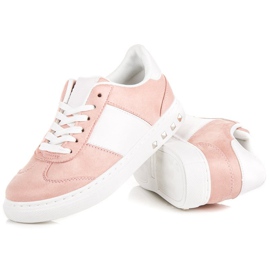 Sport Deportivas de ante blanco rosado 4