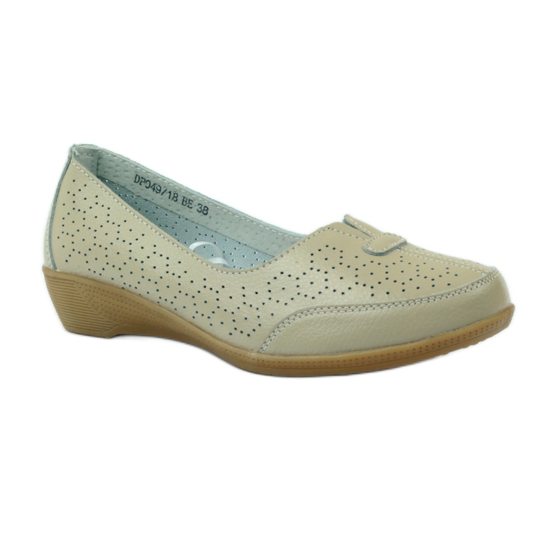 Zapatos mujer perforados Vinceza beige 1