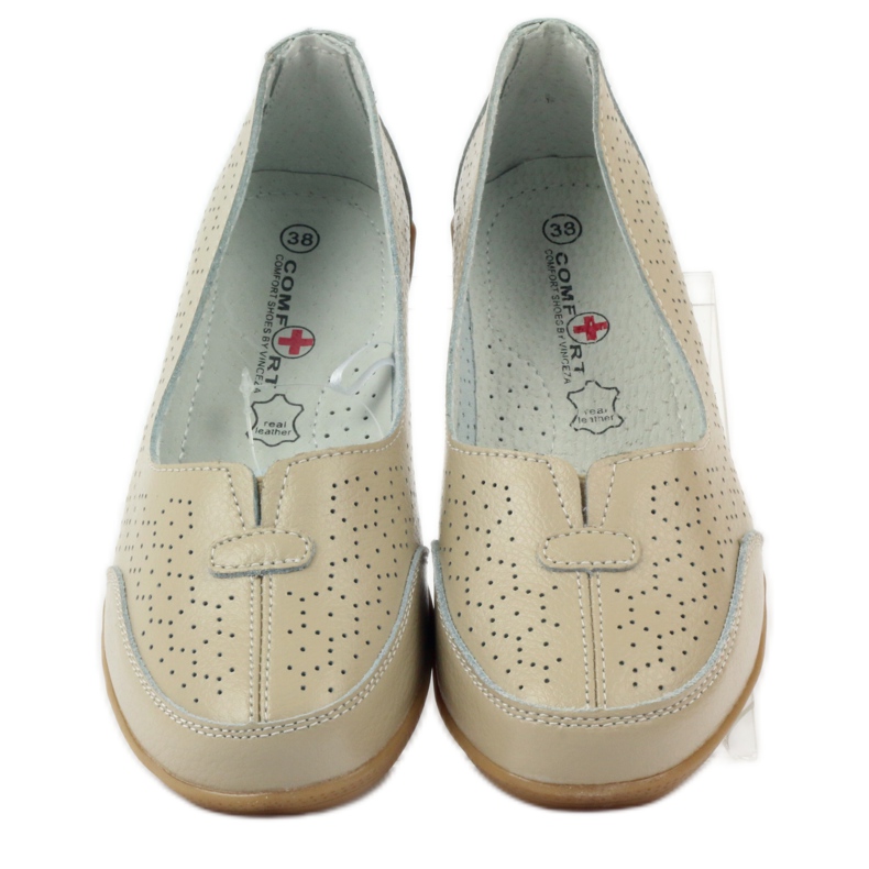 Zapatos mujer perforados Vinceza beige 4