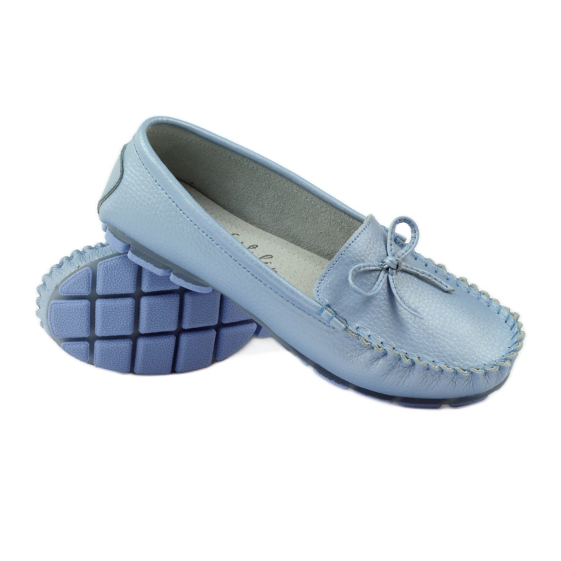 Mocasines de piel con lazo Filippo 004 azul 3