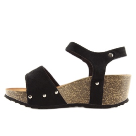 Sandalias negras sobre suela de corcho negro 2