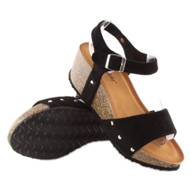Sandalias negras sobre suela de corcho negro 4